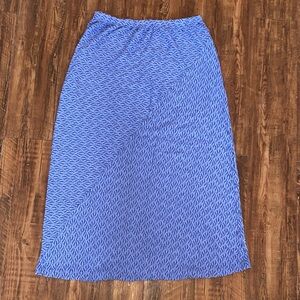 Blue Patterned A-Line Maxi Skirt